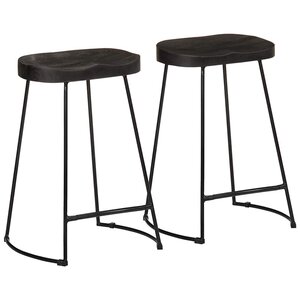 vidaXL Tabourets de bar lot de 2 noir 45x40x62 cm bois manguier massif