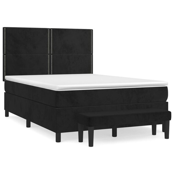vidaXL Sommier à lattes de lit avec matelas Noir 140x190 cm Velours