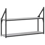 vidaXL Étagère murale 2 niveaux sonoma gris 80x21x51 cm