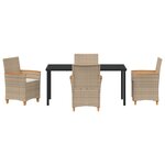 vidaXL Set de salle à manger de jardin 5 pièces avec coussins Beige Poly Rattan