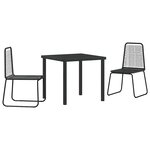 vidaXL Ensemble de salle à manger pour jardin 3 Pièces Noir Poly rotin