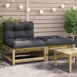 vidaXL Canapé de jardin sans accoudoirs avec coussins et repose-pieds