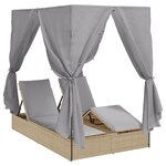 vidaXL Chaiselongue double avec toit et rideaux avec des rideaux Beige