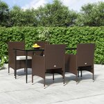 vidaXL Ensemble à manger de jardin coussins 5 Pièces Marron/noir
