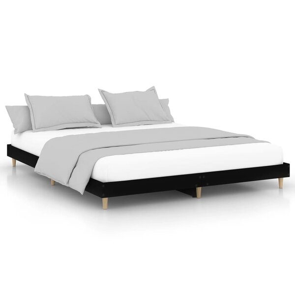 vidaXL Cadre de lit sans matelas noir 180x200 cm bois d'ingénierie