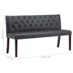 vidaXL Banc 148 5 cm Gris Similicuir daim