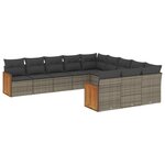 vidaXL Salon de jardin 11 Pièces avec coussins gris résine tressée