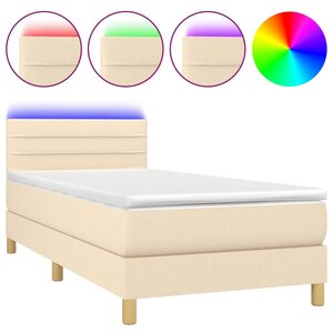 vidaXL Sommier à lattes de lit avec matelas LED Crème 80x200 cm Tissu