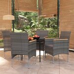 vidaXL Ensemble à manger de jardin et coussins 5Pièces Gris/noir