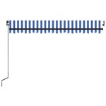 vidaXL Auvent manuel rétractable avec LED 400x300 cm Bleu et blanc