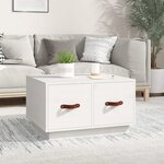vidaXL Table basse Blanc 60x53x35 cm Bois massif de pin