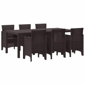 vidaXL Ensemble de salle à manger pour jardin 7 Pièces Marron Rattan Polt