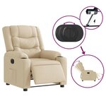 vidaXL Fauteuil inclinable électrique Crème Tissu