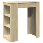 vidaXL Table de bar avec étagères chêne sonoma bois d'ingénierie
