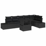 vidaXL Ensemble de canapé de jardin avec coussin 7 Pièces Noir