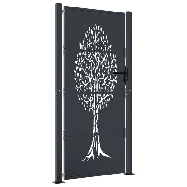 vidaXL Portail de jardin anthracite 105x180cm acier conception d'arbre