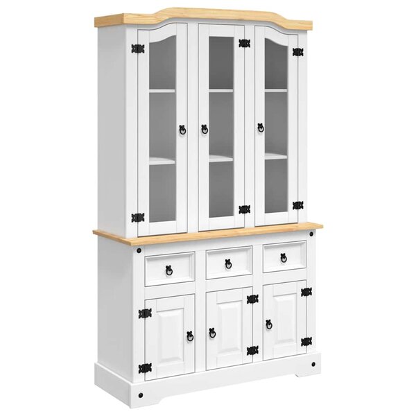 vidaXL Buffet haut Corona blanc 112x43x196 cm bois massif pin mexicain