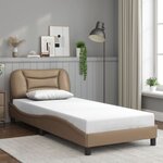vidaXL Cadre de lit avec lumières LED cappuccino 90x190 cm similicuir