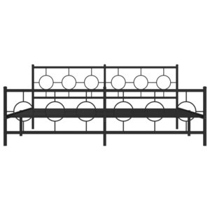 vidaXL Cadre de lit métal sans matelas avec pied de lit noir 193x203cm