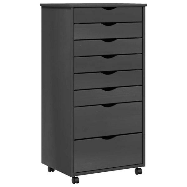 vidaXL Armoire roulante avec tiroirs MOSS gris bois de pin solide
