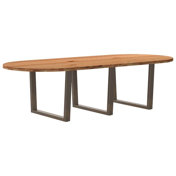 vidaXL Table à manger marron clair bois de chêne massif ovale