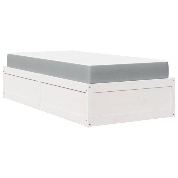 vidaXL Lit avec matelas blanc 90x200 cm bois massif de pin