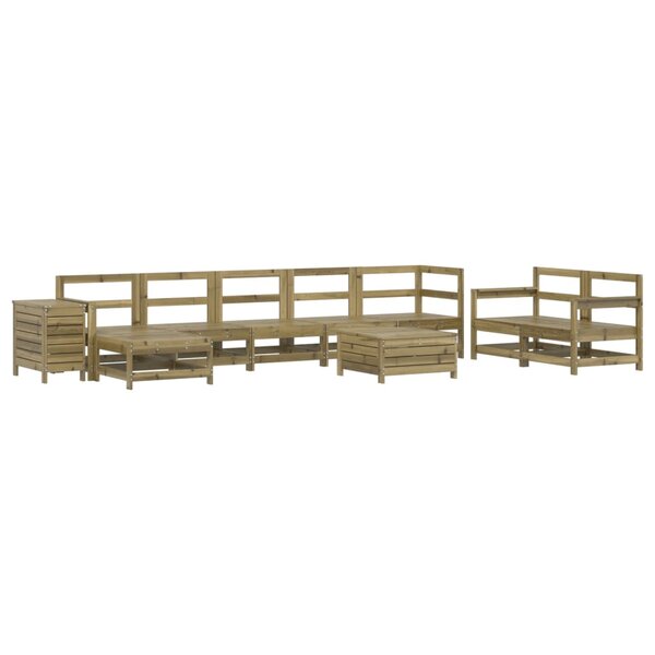 vidaXL Salon de jardin 10 Pièces bois de pin imprégné