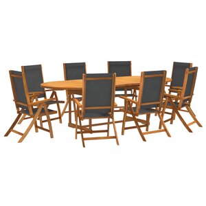 vidaXL Ensemble à manger de jardin 9Pièces bois d'acacia solide textilène