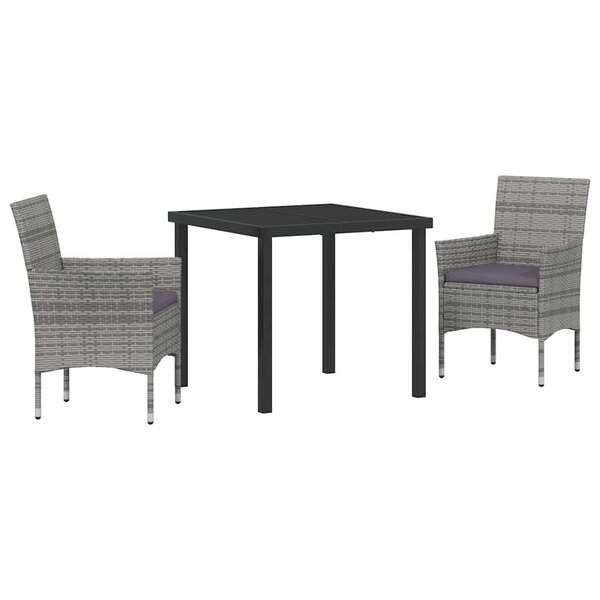 vidaXL Ensemble de salle à manger pour jardin 3 Pièces Gris polyrotin