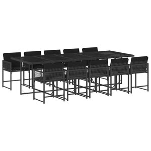 vidaXL Ensemble à manger de jardin 11 Pièces coussins noir résine tressée