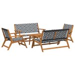 vidaXL Ensemble de Chaises et Table de Jardin en Bois d'Acacia Noir et Blanc 5 Pièces