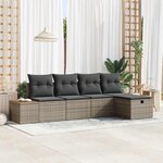 vidaXL Ensemble de canapé de jardin avec coussin 5 Pièces Gris Poly rotin