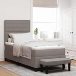vidaXL Lit à ressorts avec tête de lit Taupe 100 x 200 cm tissu