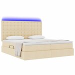 vidaXL Lit de rangement LED avec matelas Crème 200 x 200 cm Tissu