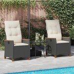 vidaXL Chaise de jardin inclinable Noir et Crème 64 x 57 5 x 112 cm