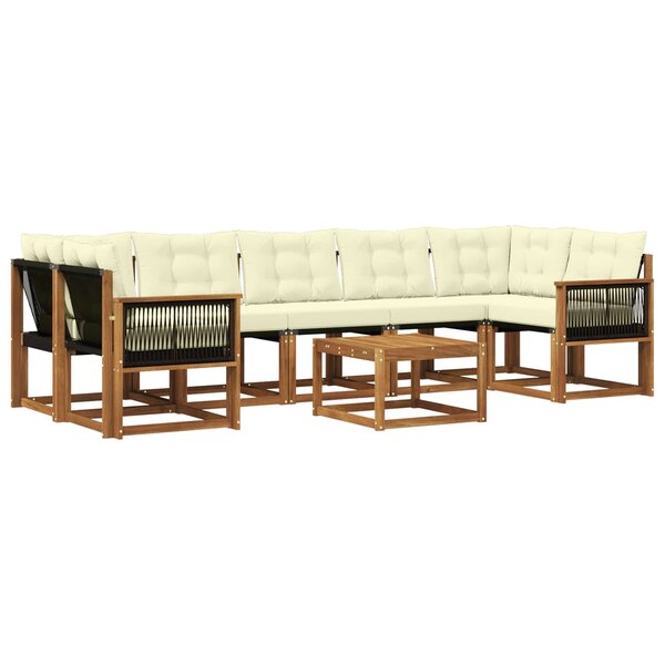 vidaXL Ensemble de canapés d'extérieur 8 pc Naturel et Crème
