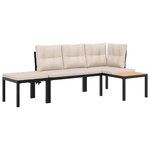 vidaXL Ensemble de banc de jardin avec coussins 3 Pièces noir