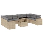 vidaXL Salon de jardin 11 Pièces avec coussins beige résine tressée