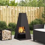vidaXL braséro avec rangement pour bûches - noir 50 x 50 x 100 cm - en acier