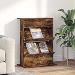 vidaXL Étagère à magazines avec étagère Chêne fumé 70 x 41 x 96 cm