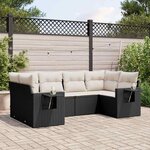 vidaXL Salon de jardin 6 Pièces avec coussins noir résine tressée