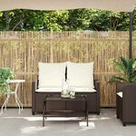 vidaXL Canapé de jardin 2 places coussins table marron résine tressée
