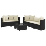 vidaXL Salon de jardin 6 Pièces avec coussins noir résine tressée