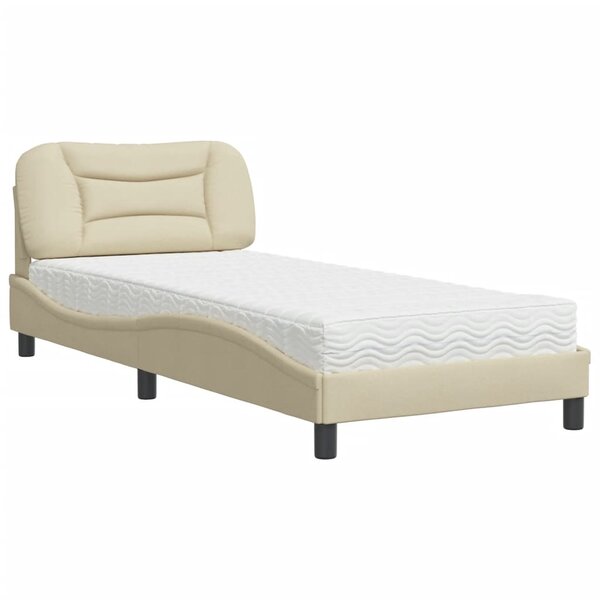 vidaXL Lit avec matelas crème 90x190 cm tissu