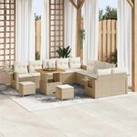 vidaXL Ensemble de canapé de jardin 13 Pièces Beige polyrotin