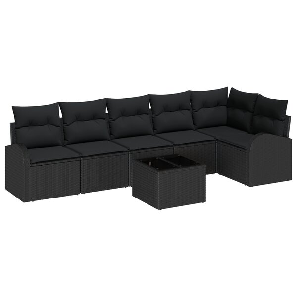 vidaXL Ensemble de Canapés de Jardin 7 Pièces avec Coussins Beige Rattan Poly