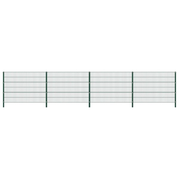 vidaXL Panneau de clôture avec poteaux Fer 6 8 x 1 2 m Vert