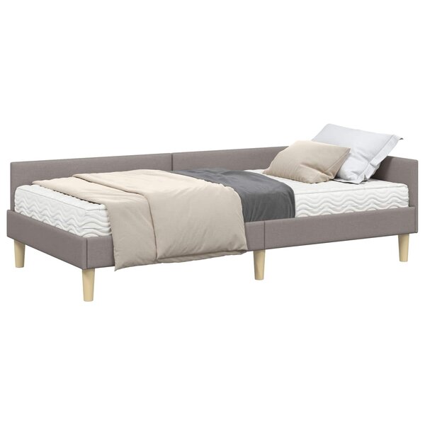 vidaXL Cadre de lit d'angle avec matelas 2 pc Taupe 90 x 190 cm tissu