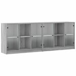 vidaXL Bibliothèque avec portes sonoma gris 204x37x75 cm