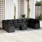 vidaXL Ensemble de canapé de jardin avec coussin 11 Pièces Noir
